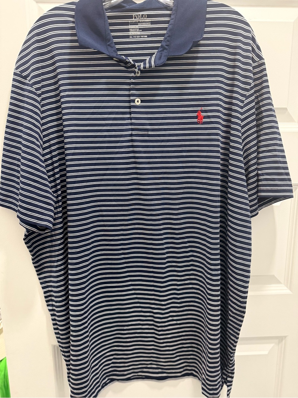 Polo by Ralph Lauren Navy & White Striped Polo with Red Pony Logo